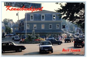 c1960 Busy Day Dock Classic Cars Building Square Kennebunkport Maine ME Postcard