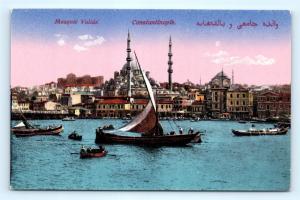 Postcard Turkey Constantinople Mosquee Valide View From Harbor K10