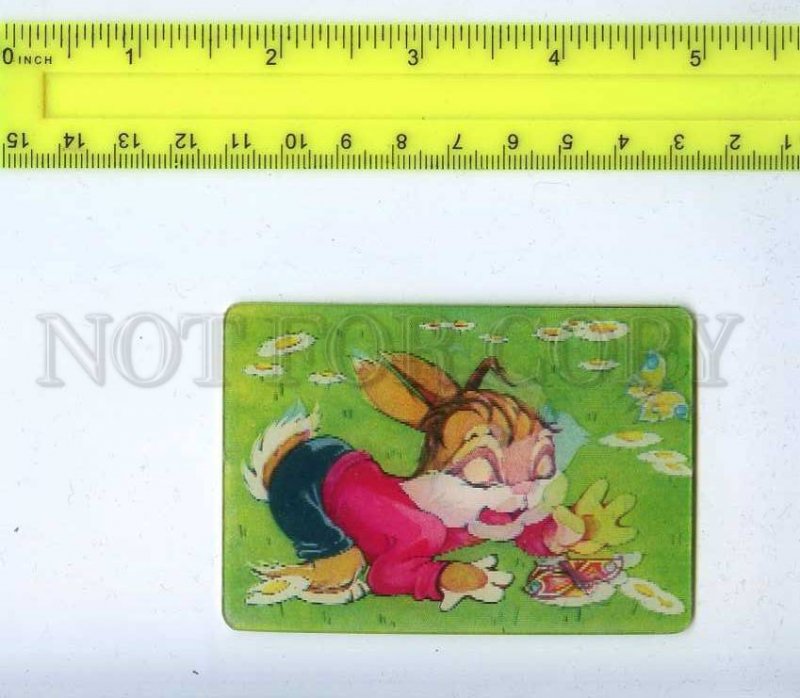 259163 Nikolskaya Chatterbox Cartoon Hare lenticular 3-D Pocket CALENDAR 1986 y