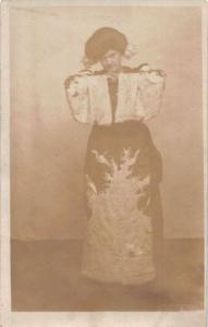 Woman Dressed as a Geisha Kimono  Real Photo Antique Postcard J73063