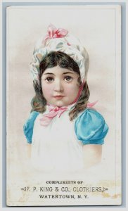 1880s P. P. King & Co. Clothiers Lovely Child Bonnet Blue & White Dress #6G