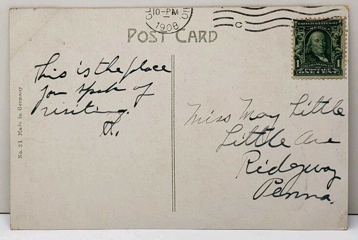 Cleveland Ohio Wade Memorial 1908 to Ridgway Pennsylvania Postcard E17
