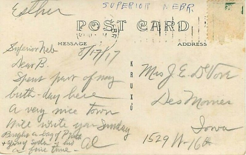 NE, Superior, Nebraska, RPPC, Main Street, Business Section, 1917 PM