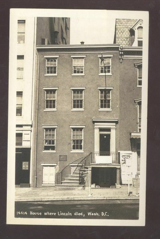 RPPC WASHINGTON DC HOUSE WHERE ABRAHAM LINCOLN DIED REAL PHOTO POSTCARD