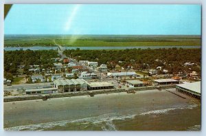 Folly Beach South Carolina Postcard Folly Beach Air Long c1960 Vintage Antique