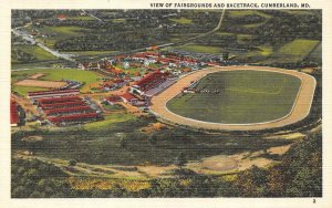 CUMBERLAND, MD Maryland  FAIRGROUNDS & RACETRACK Aerial View 1943 Linen Postcard