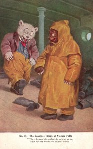 Postcard Roosevelt Bears at Niagara Falls Raincoats Anthropomorphic No.10