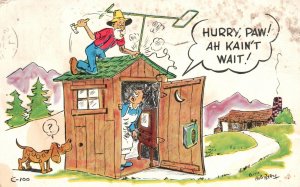 Vintage Postcard 1954 Hurry Paw I Can't Wait Man Fixing The Roof Woman Shouting