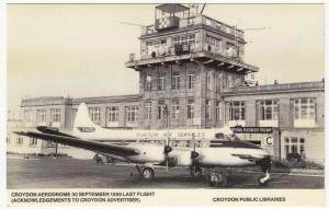 London; Croydon Aerodrome, 30-9-59 Last Flight Repro PPC, By Croydon Libraries 