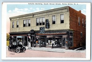 c1920 Penn Grove New Jersey Vintage Postcard Schultz Building South Broad Street