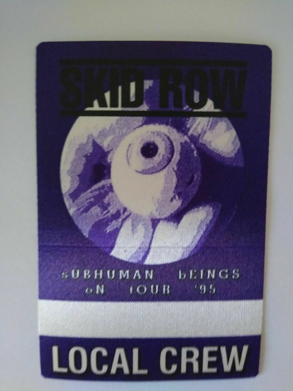 Skid Row Backstage Pass Original 1995 Subhuman Being Tour Hard Rock Music Purple 