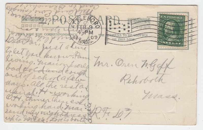 P2094, 1909 patriotic postcard usa flag washington in hearts of countrymen