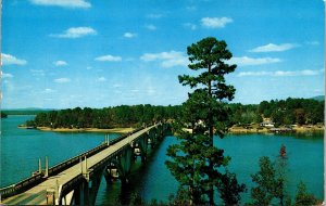 Hwy 7 Lake Hamilton Bridge Postcard PM Hot Springs National Park AR Cancel WOB 