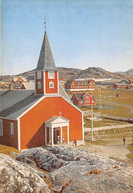 Greenland Old Vintage Antique Post Card Church in Godthab Unused