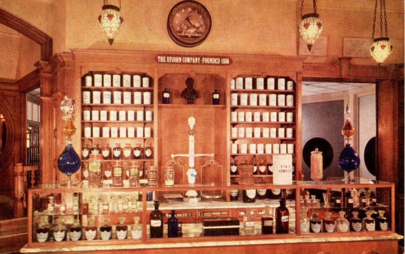 CA - Anaheim. Disneyland. Upjohn Pharmacy, 19th Century Prescription Counter