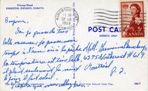 Kingston Ontario On ~ Princess Street ~ Downtown Cars People ~ c1959 Postcard