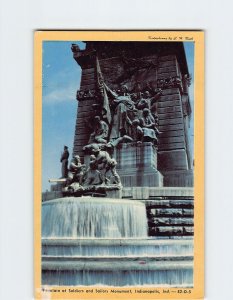 Postcard Fountain at Soldiers and Sailors Monument, Indianapolis, Indiana