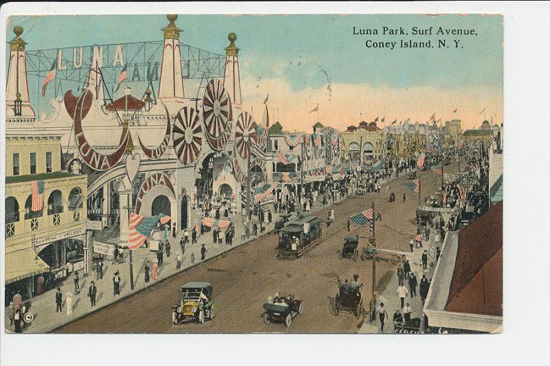 NY DB Coney Island Luna Park Surf Avenue MAY 5 1913