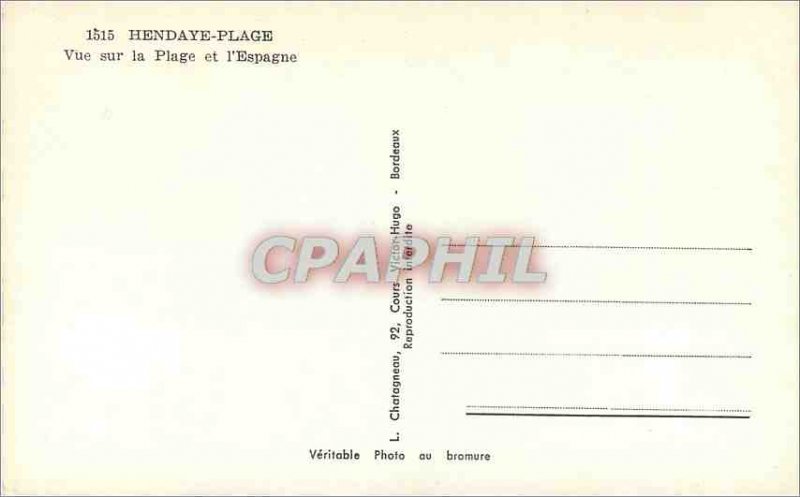 Modern Postcard Hendaye Overlooking the Beach and Spain