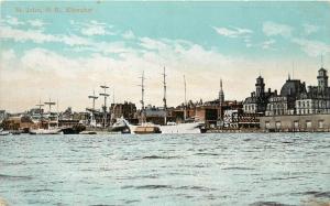 Vintage Postcard Saint John New Brunswick Canada Elevator Ships in Harbor