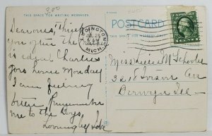 Ludington Michigan South View Epworth Heights Home Farm 1923 Postcard T13