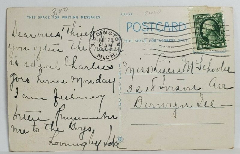 Ludington Michigan South View Epworth Heights Home Farm 1923 Postcard T13