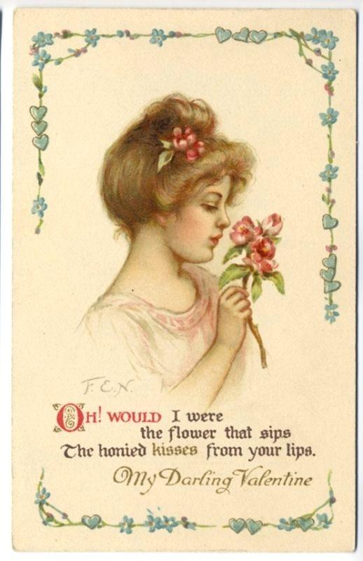 My Darling Valentine Beautiful Woman Poem Signed F E N Ernest Nister Postcard Hippostcard