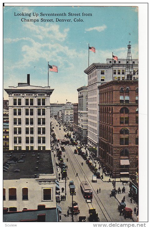 Looking Up Seventh Street from Champa Street, Street Cars, Denver, Colorado, ...