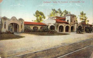 Oakland's Santa Fe Terminal Emeryville, CA Railroad Depot 1910s Vintage Postcard