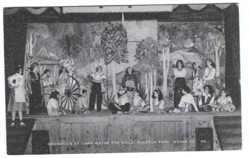 Postcard Dramatics Camp Wayne for Girls Preston Park Wayne Co PA