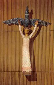 New York City~Teakwood Statue (Henrick Starcke) @ United Nations Bldg~Postcard