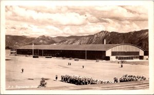 Real Photo Postcard Military Regimental Drill Hall possibly in Hawaii