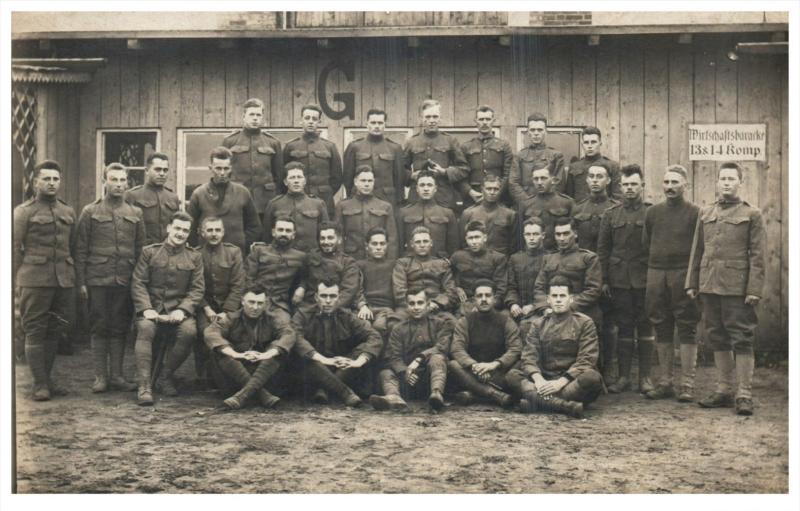 15467  WWI American  Soldiers  in German Prison Camp  RPC