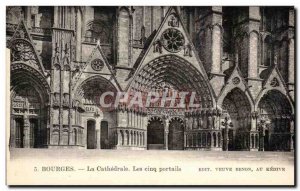 Old Postcard Bourges La Cathedrale The Five Gates