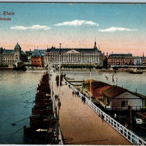 c1910s Koblenz Germany Rhine River Schiffbrücke Pontoon Bridge Palace Skyline