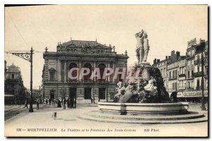 Old Postcard Montpellier Theater and the Fountain of the Three Graces