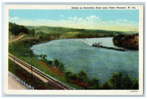 c1940 Scene Kanawha River Steamer Point Pleasant West Virginia Vintage Postcard