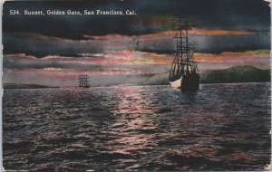 Sunset Golden Gate San Francisco California Vintage Postcard C131