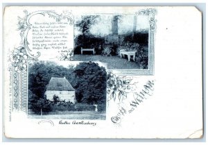 c1905  Goethes Gartenhaus Greetings from Weimar Germany Multiview Postcard