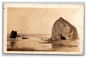 Vintage 1910's RPPC Postcard Landscape Large Rocks at Shore Beachside Scene