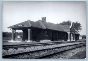 1960 Mt. Vernon Iowa Railway Railroad Train Depot Station RPPC Photo Postcard