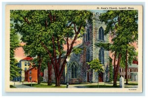 c1940's St. Anne's Church Lowell Massachusetts MA Vintage Postcard  
