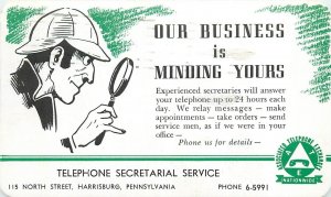 Harrisburg Pennsylvania Telephone Secretarial Service 1940s Postcard 24-8188