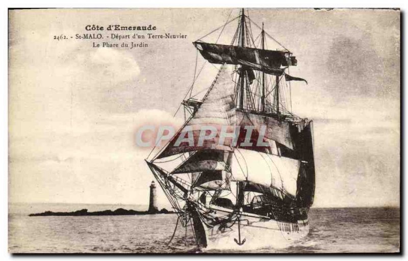 Postcard Old St Malo Departure of a Neuvier Earth Garden Lighthouse Boat Sail...