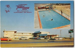 Alamogordo, New Mexico Travelodge Swimming Pool Roadside 1950s Vintage Postcard