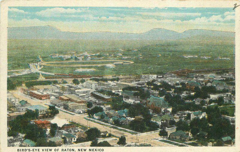 Birdseye View Raton New Mexico Stewart's 5-10 cents Store 1920s Postcard 4389