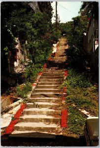 VINTAGE CONTINENTAL SIZED POSTCARD (99) STEPS AT CHARLOTTE AMALIE ST. THOMAS BVI