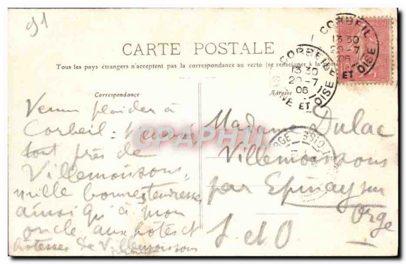 Old Postcard Corbeil L & # 39Hotel Town Views On The Seine Boat