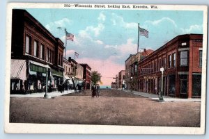 1922 Wisconsin Street Looking East Establishment Kenosha Wisconsin WI Postcard