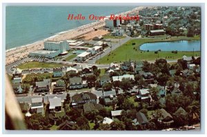 Rehoboth Beach Delaware DE Postcard Hello Over Rehoboth Aerial View c1950's